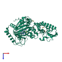 PDB entry 6eiy coloured by chain, top view.