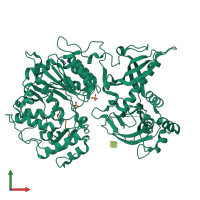 PDB entry 6ej8 coloured by chain, front view.