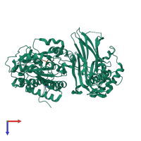 PDB entry 6eja coloured by chain, top view.