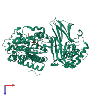 PDB entry 6ejb coloured by chain, top view.
