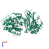 PDB entry 6eje coloured by chain, top view.