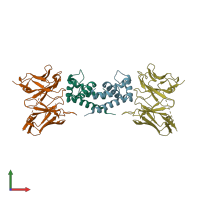 PDB entry 6ejg coloured by chain, front view.