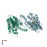 PDB entry 6eji coloured by chain, top view.
