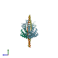 PDB entry 6ejn coloured by chain, side view.