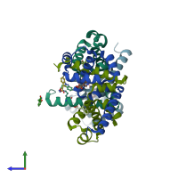 PDB entry 6ejw coloured by chain, side view.