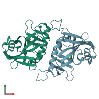 PDB entry 6ek3 coloured by chain, front view.