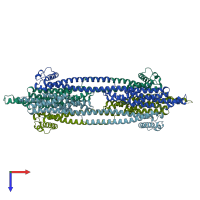 PDB entry 6ek4 coloured by chain, top view.