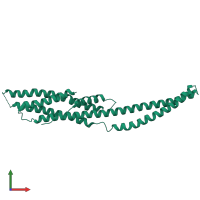 PDB entry 6ek8 coloured by chain, front view.