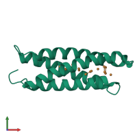 PDB entry 6ek9 coloured by chain, front view.