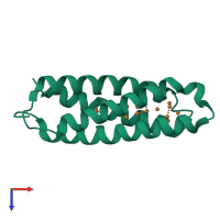 PDB entry 6ek9 coloured by chain, top view.