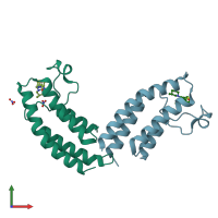 PDB entry 6ekq coloured by chain, front view.