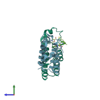 PDB entry 6ekq coloured by chain, side view.
