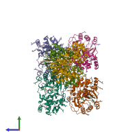 PDB entry 6el3 coloured by chain, side view.