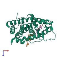 PDB entry 6el9 coloured by chain, top view.