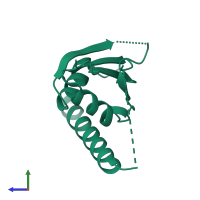 PDB entry 6eld coloured by chain, side view.