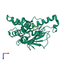 PDB entry 6elo coloured by chain, top view.