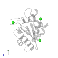 CHLORIDE ION in PDB entry 6elw, assembly 1, side view.