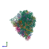 PDB entry 6elz coloured by chain, side view.