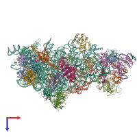 PDB entry 6em4 coloured by chain, top view.