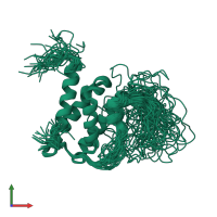 PDB entry 6emp coloured by chain, ensemble of 40 models, front view.