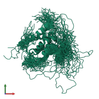 PDB entry 6emq coloured by chain, ensemble of 40 models, front view.