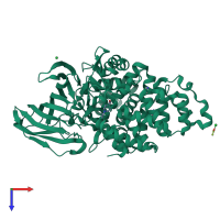 PDB entry 6enc coloured by chain, top view.
