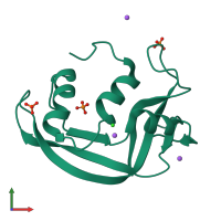 PDB entry 6enp coloured by chain, front view.