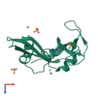 PDB entry 6enp coloured by chain, top view.
