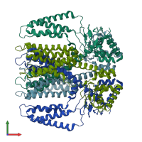PDB entry 6eo1 coloured by chain, front view.