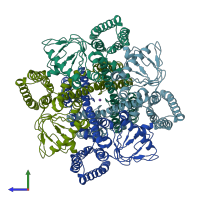 PDB entry 6eo1 coloured by chain, side view.