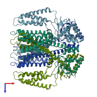 PDB entry 6eo1 coloured by chain, top view.