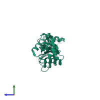 PDB entry 6eo2 coloured by chain, side view.