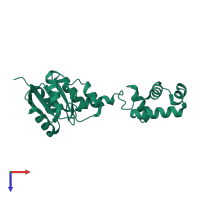 PDB entry 6eo2 coloured by chain, top view.