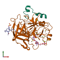 PDB entry 6eo8 coloured by chain, front view.