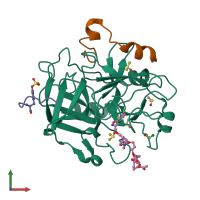 PDB entry 6eo9 coloured by chain, front view.