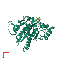 PDB entry 6eoa coloured by chain, top view.