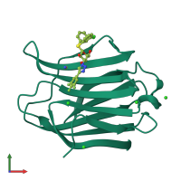 PDB entry 6eog coloured by chain, front view.