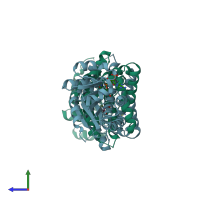 PDB entry 6eoh coloured by chain, side view.