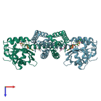 PDB entry 6eoi coloured by chain, top view.