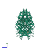 Hetero tetrameric assembly 1 of PDB entry 6eop coloured by chemically distinct molecules, side view.