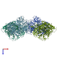 PDB entry 6eor coloured by chain, top view.