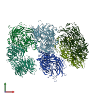 PDB entry 6eos coloured by chain, front view.