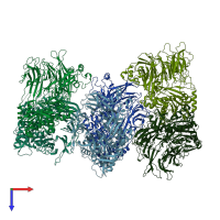 PDB entry 6eos coloured by chain, top view.