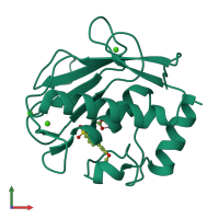 PDB entry 6eox coloured by chain, front view.
