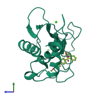PDB entry 6eox coloured by chain, side view.