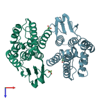 PDB entry 6ep6 coloured by chain, top view.
