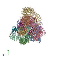 PDB entry 6epd coloured by chain, side view.