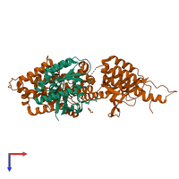 PDB entry 6epl coloured by chain, top view.