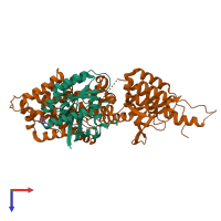 PDB entry 6epm coloured by chain, top view.
