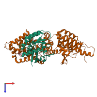 PDB entry 6epp coloured by chain, top view.